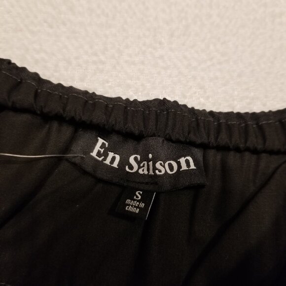 En Saison Tube Top Black Denim with Pleats Small NWT Strapless Cropped - Picture 5 of 10